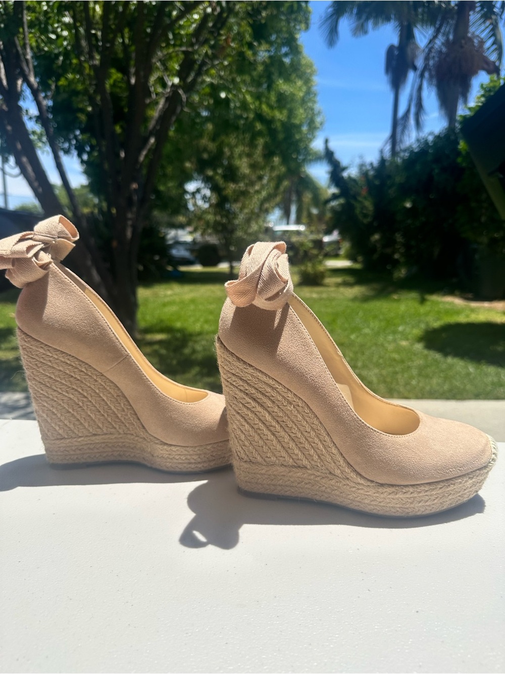 Jessica Simpson Woman’s Zexie Espadrille Wrap Heels (Almond) - Picture 3 of 5